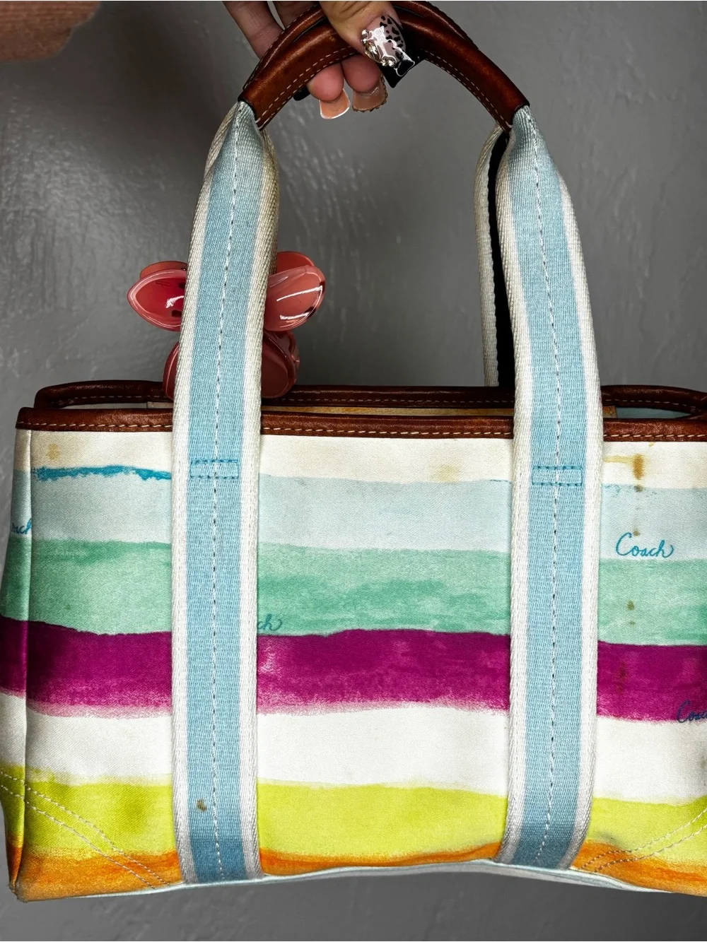 2007  colorful stripe small Coach Tote handbag (PROJECT BAG)